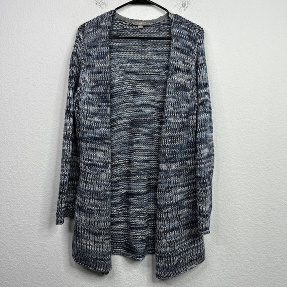 J. Jill Sweater Womens Medium Blue Grey Long Sleeve Open Front Chunky Knit‎ Boho
